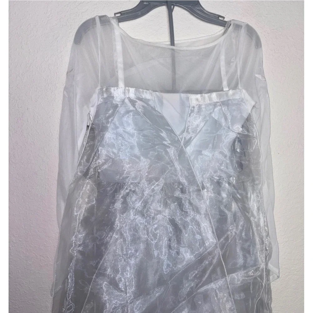 Disney Elsa Frozen 2 Costume Dress age 9/10 Silver Blue NEW Glitter Cape